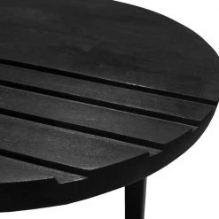 16 in. Black Round Mango Wood Side End Table with Grooved Design and Metal Legs by The Urban Port -The Urban Port Sales black the urban port end side tables upt 272016 44 1000