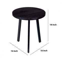 16 in. Black Round Mango Wood Side End Table with Grooved Design and Metal Legs by The Urban Port -The Urban Port Sales black the urban port end side tables upt 272016 76 1000