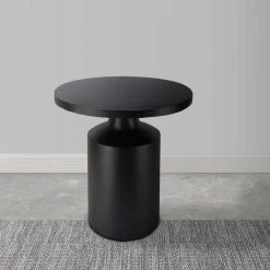 19 in. Matte Black Modern Round Iron Side Table with Pedestal Base by The Urban Port -The Urban Port Sales black the urban port end side tables upt 272899 76 1000