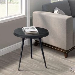18.75 in. Charcoal Black Round Modern Minimalist Metal Side Table with Tripod Base by The Urban Port -The Urban Port Sales black the urban port end side tables upt 272903 1d 1000