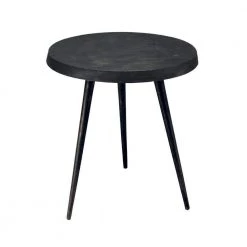 18.75 in. Charcoal Black Round Modern Minimalist Metal Side Table with Tripod Base by The Urban Port