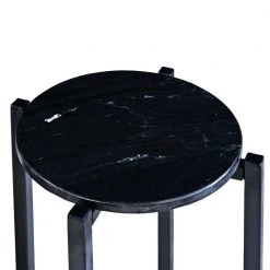 12.5 in. Black Marble Top Round Accent End Table with Metal Frame by The Urban Port -The Urban Port Sales black the urban port end side tables upt 273468 4f 1000