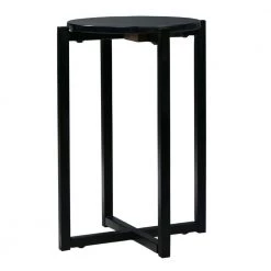 12.5 in. Black Marble Top Round Accent End Table with Metal Frame by The Urban Port -The Urban Port Sales black the urban port end side tables upt 273468 c3 1000