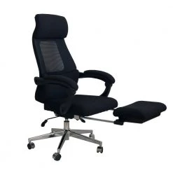 Black Position Lock Ergonomic Swivel Office Chair with Fabric Seat and Retractable Footrest by The Urban Port -The Urban Port Sales black the urban port ergonomic chairs upt 230096 44 1000