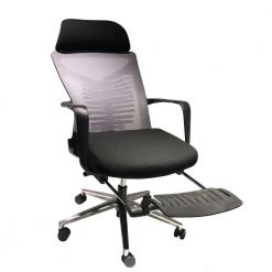 Black Mesh Back Padded Adjustable Ergonomic Office Chair with Headrest and Retractable Footrest by The Urban Port