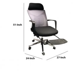 Black Mesh Back Padded Adjustable Ergonomic Office Chair with Headrest and Retractable Footrest by The Urban Port -The Urban Port Sales black the urban port ergonomic chairs upt 230097 76 1000