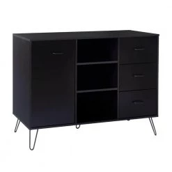 Black Buffet Cabinet with Wooden Frame and 3-Drawers by The Urban Port