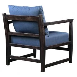 Malibu Navy Blue and Black Open Wood Frame Accent Chair with Fabric Seating by The Urban Port -The Urban Port Sales blue and black the urban port accent chairs upt 270563 1f 1000