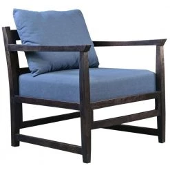 Malibu Navy Blue and Black Open Wood Frame Accent Chair with Fabric Seating by The Urban Port -The Urban Port Sales blue and black the urban port accent chairs upt 270563 c3 1000