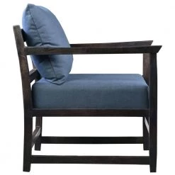 Malibu Navy Blue and Black Open Wood Frame Accent Chair with Fabric Seating by The Urban Port -The Urban Port Sales blue and black the urban port accent chairs upt 270563 e1 1000