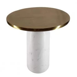17 in. Brass and White Round Brass Modern Accent End Table with Cylindrical Marble Base by The Urban Port -The Urban Port Sales brass and white the urban port end side tables upt 272904 4f 1000
