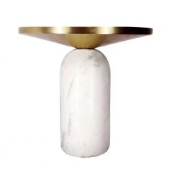 17 in. Brass and White Round Brass Modern Accent End Table with Cylindrical Marble Base by The Urban Port -The Urban Port Sales brass and white the urban port end side tables upt 272904 c3 1000
