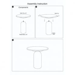 17 in. Brass and White Round Brass Modern Accent End Table with Cylindrical Marble Base by The Urban Port -The Urban Port Sales brass and white the urban port end side tables upt 272904 d4 1000