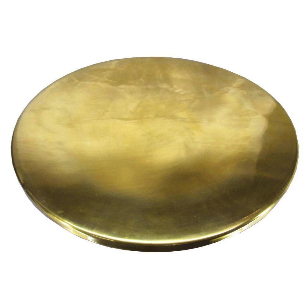 30 in. Glossy Gold Brass Modern Classic Round Metal Coffee Table with Pedestal Base by The Urban Port 5 30 in. Glossy Gold Brass Modern Classic Round Metal Coffee Table with Pedestal Base by The Urban Port - Image 5