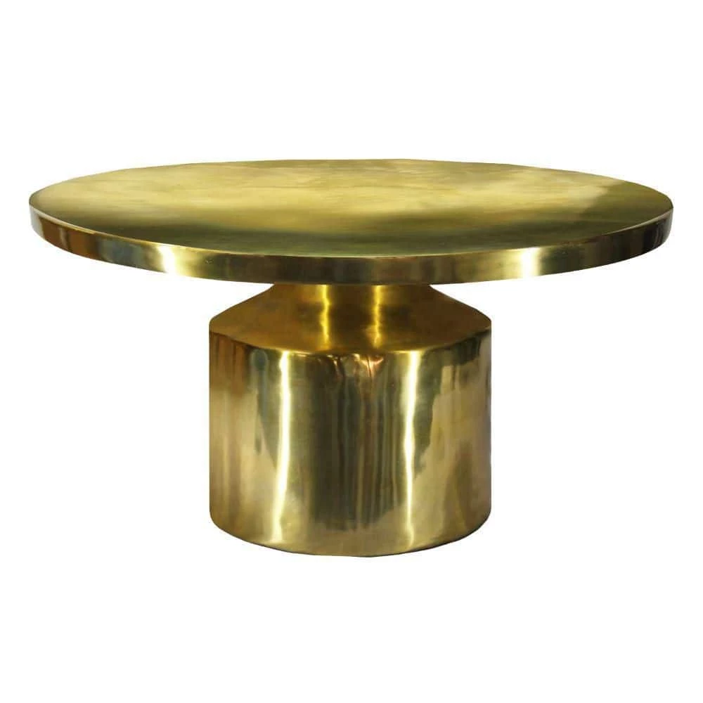 30 in. Glossy Gold Brass Modern Classic Round Metal Coffee Table with Pedestal Base by The Urban Port 1 30 in. Glossy Gold Brass Modern Classic Round Metal Coffee Table with Pedestal Base by The Urban Port