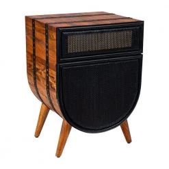 Brown and Black Acacia Wood Accent Cabinet Chest with 1-Mesh Drawer and 1-Door by The Urban Port