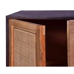 42 in. Brown and Black Mango Wood Armoire Storage Cabinet with 2-Cane Rattan Woven Doors and 1-Drawer by The Urban Port -The Urban Port Sales brown and black the urban port accent cabinets upt 272551 4f 1000