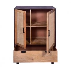 42 in. Brown and Black Mango Wood Armoire Storage Cabinet with 2-Cane Rattan Woven Doors and 1-Drawer by The Urban Port -The Urban Port Sales brown and black the urban port accent cabinets upt 272551 77 1000