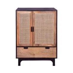 42 in. Brown and Black Mango Wood Armoire Storage Cabinet with 2-Cane Rattan Woven Doors and 1-Drawer by The Urban Port -The Urban Port Sales brown and black the urban port accent cabinets upt 272551 c3 1000