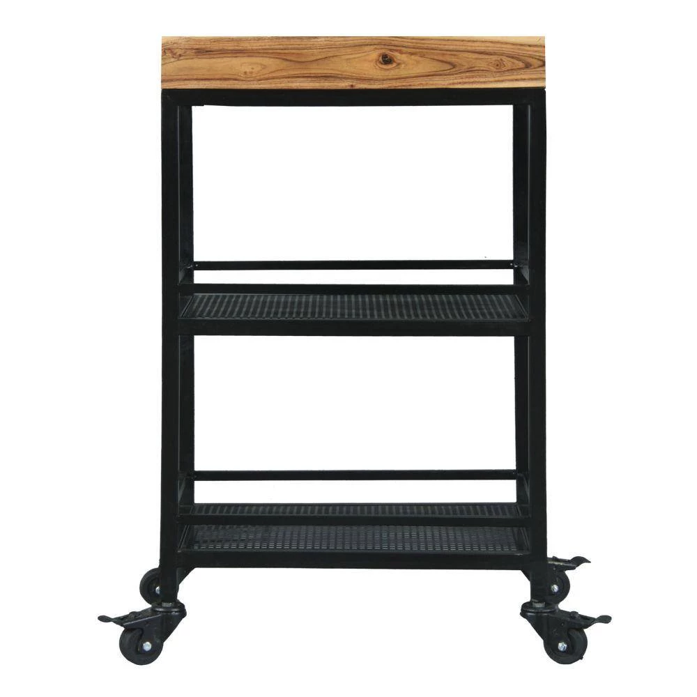 Industrial Brown and Black Metal Frame Serving Cart with 3-Tier Storage by The Urban Port 2 Industrial Brown and Black Metal Frame Serving Cart with 3-Tier Storage by The Urban Port - Image 2