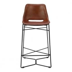 39 in. Tan Brown and Black Metal Frame Bar Stool with Curved Genuine Leather Seat by The Urban Port -The Urban Port Sales brown and black the urban port bar stools upt 263784 1f 1000