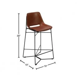 39 in. Tan Brown and Black Metal Frame Bar Stool with Curved Genuine Leather Seat by The Urban Port -The Urban Port Sales brown and black the urban port bar stools upt 263784 40 1000