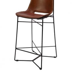 39 in. Tan Brown and Black Metal Frame Bar Stool with Curved Genuine Leather Seat by The Urban Port -The Urban Port Sales brown and black the urban port bar stools upt 263784 4f 1000