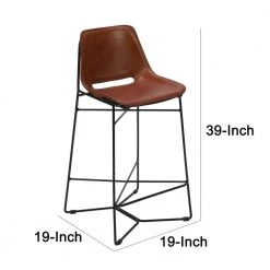 39 in. Tan Brown and Black Metal Frame Bar Stool with Curved Genuine Leather Seat by The Urban Port -The Urban Port Sales brown and black the urban port bar stools upt 263784 76 1000