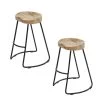 24 In. Natural Black Mango Wood Industrial Counter Height Stool with Saddle Seat (Set of 2) by The Urban Port