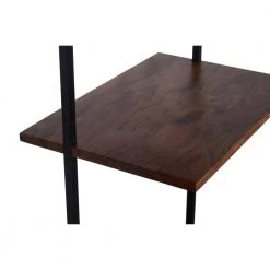 Industrial 70 in. H Brown and Black Mango Wood 3-Shelf Ladder Storage Wall Shelf Bookcase with Tubular Frame by The Urban Port -The Urban Port Sales brown and black the urban port bookcases bookshelves upt 197867 1f 1000