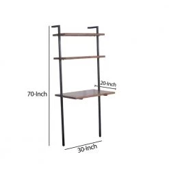 Industrial 70 in. H Brown and Black Mango Wood 3-Shelf Ladder Storage Wall Shelf Bookcase with Tubular Frame by The Urban Port -The Urban Port Sales brown and black the urban port bookcases bookshelves upt 197867 76 1000