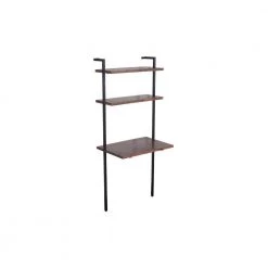 Industrial 70 in. H Brown and Black Mango Wood 3-Shelf Ladder Storage Wall Shelf Bookcase with Tubular Frame by The Urban Port -The Urban Port Sales brown and black the urban port bookcases bookshelves upt 197867 fa 1000