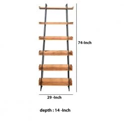 29 in. H Brown and Black Wooden 6-Shelf Ladder Storage Bookcase with Metal Frame by The Urban Port -The Urban Port Sales brown and black the urban port bookcases bookshelves upt 229605 76 1000