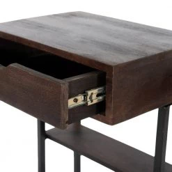 13.5 in. Brown and Black C Shaped Side Table with 1 Drawer and Metal Frame by The Urban Port -The Urban Port Sales brown and black the urban port c tables upt 262412 1f 1000
