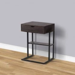13.5 in. Brown and Black C Shaped Side Table with 1 Drawer and Metal Frame by The Urban Port -The Urban Port Sales brown and black the urban port c tables upt 262412 76 1000
