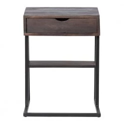 13.5 in. Brown and Black C Shaped Side Table with 1 Drawer and Metal Frame by The Urban Port -The Urban Port Sales brown and black the urban port c tables upt 262412 c3 1000