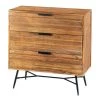 Brown and Black 3-Drawer Wooden Chest with Slanted Metal Base by The Urban Port