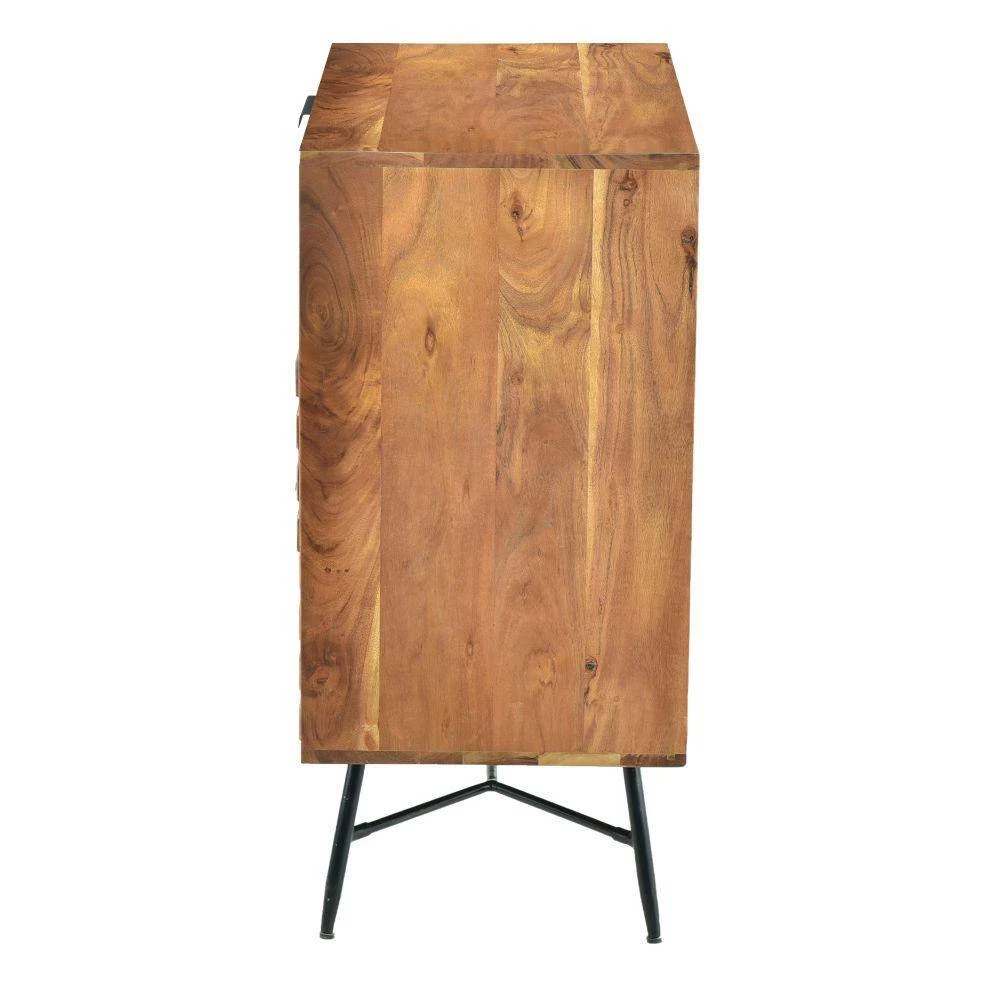 Brown and Black 3-Drawer Wooden Chest with Slanted Metal Base by The Urban Port 2 Brown and Black 3-Drawer Wooden Chest with Slanted Metal Base by The Urban Port - Image 2