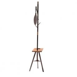 84 In. Brown and Black Metal Coat Stand with Mirror and Wooden Desk by The Urban Port -The Urban Port Sales brown and black the urban port coat racks upt 238072 c3 1000