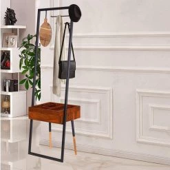 71 In. Brown and Black Metal Coat Stand with Mirror and 1 Drawer by The Urban Port 21 71 In. Brown and Black Metal Coat Stand with Mirror and 1 Drawer by The Urban Port -The Urban Port Sales brown and black the urban port coat racks upt 238073 31 1000