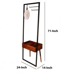 71 In. Brown and Black Metal Coat Stand with Mirror and 1 Drawer by The Urban Port 14 71 In. Brown and Black Metal Coat Stand with Mirror and 1 Drawer by The Urban Port -The Urban Port Sales brown and black the urban port coat racks upt 238073 66 1000