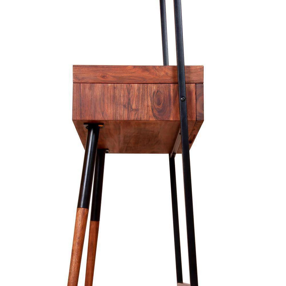 71 In. Brown and Black Metal Coat Stand with Mirror and 1 Drawer by The Urban Port 9 71 In. Brown and Black Metal Coat Stand with Mirror and 1 Drawer by The Urban Port - Image 9