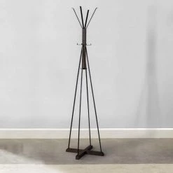 Holly 71 in. Brown and Black Reclaimed Wood and Metal Standing Wooden Coat Rack with Multiple Hooks Hangers by The Urban Port -The Urban Port Sales brown and black the urban port coat racks upt 273093 1d 1000