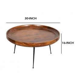 30 in. Brown/Black Medium Round Wood Coffee Table with Metal Legs by The Urban Port 12 30 in. Brown/Black Medium Round Wood Coffee Table with Metal Legs by The Urban Port -The Urban Port Sales brown and black the urban port coffee tables upt 183000 fa 1000