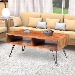 42 in. Brown/Black Large Rectangle Wood Coffee Table with Metal Hairpin Legs by The Urban Port -The Urban Port Sales brown and black the urban port coffee tables upt 195121 31 1000
