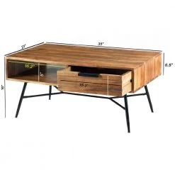 21 in. Brown/Black Medium Rectangle Wood Coffee Table with Drawers by The Urban Port -The Urban Port Sales brown and black the urban port coffee tables upt 195126 1d 1000