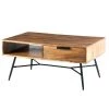 21 in. Brown/Black Medium Rectangle Wood Coffee Table with Drawers by The Urban Port