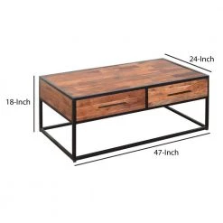 47 in. Brown/Black Large Rectangle Wood Coffee Table with 2-Drawers by The Urban Port -The Urban Port Sales brown and black the urban port coffee tables upt 197873 44 1000
