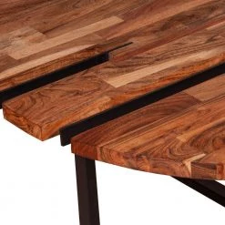 35.4 in. L Brown and Black Round Wooden Top Coffee Table with Metal Base by The Urban Port -The Urban Port Sales brown and black the urban port coffee tables upt 238077 1d 1000