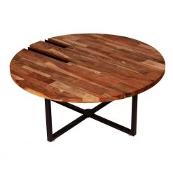 35.4 in. L Brown and Black Round Wooden Top Coffee Table with Metal Base by The Urban Port -The Urban Port Sales brown and black the urban port coffee tables upt 238077 1f 1000